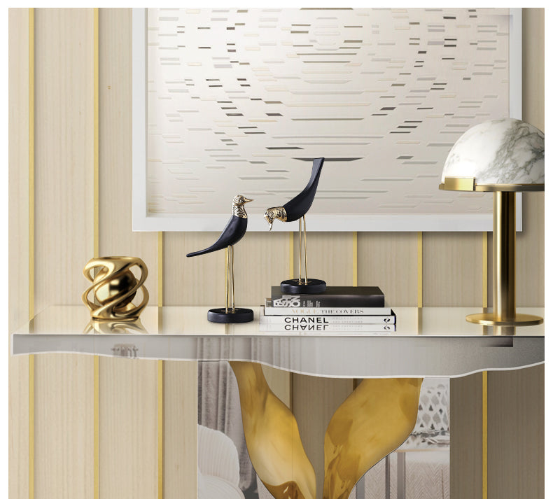 Black n Gold Bird Figurines